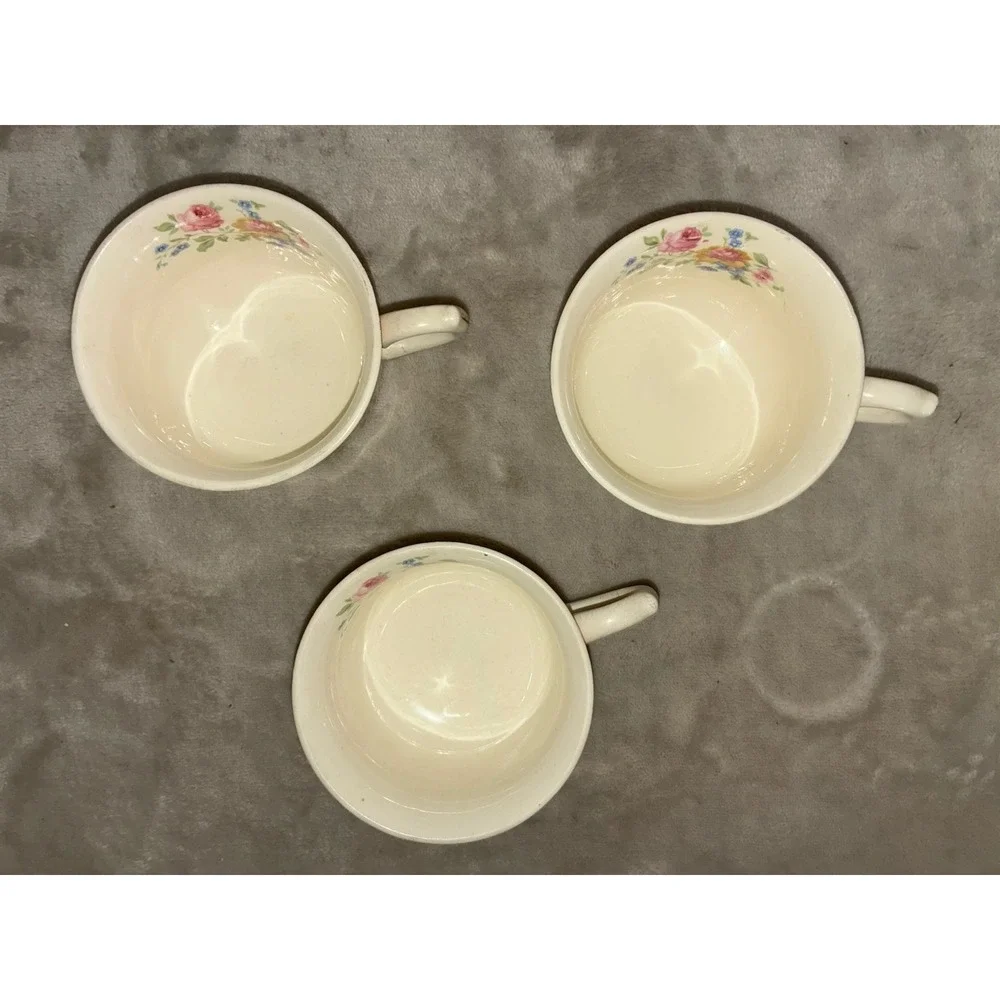 Vintage Vogue Gold Filigree Teacup White Floral 22k Gold Homer Laughlin Lot Of 3